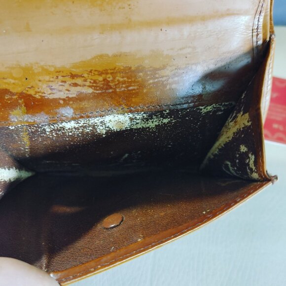 Cartier Panthere Brown Leather Wallet Vintage Silver Interior Peeling Tri Fold - Picture 14 of 14